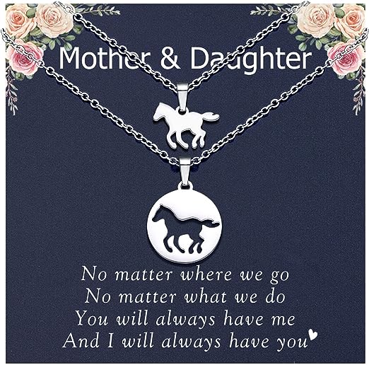 Photo 1 of UPROMI Matching Horse Mother Daughter Necklace Birthday Mothers Day Gift for Mom and Daughter
