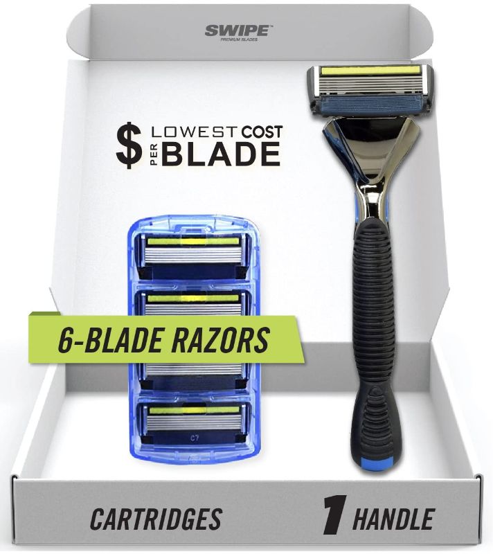 Photo 1 of SWIPE Premium Men's 6-Blade Razor Kit (Flex Head Handle + 4 Refills)



