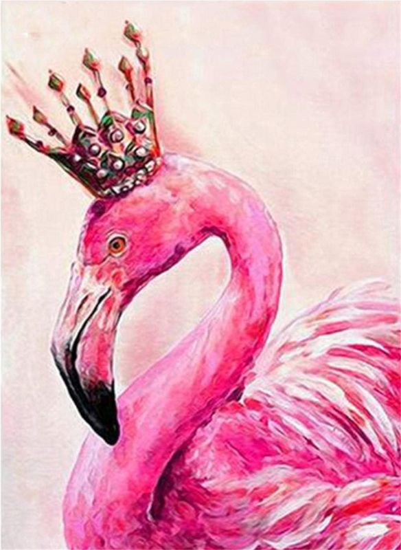 Photo 1 of 5D Diamond Painting Kits,Pink Crown Flamingo Picture Full Drill Rhinestone Color with Diamonds Family Home Wall Decor and DIY
