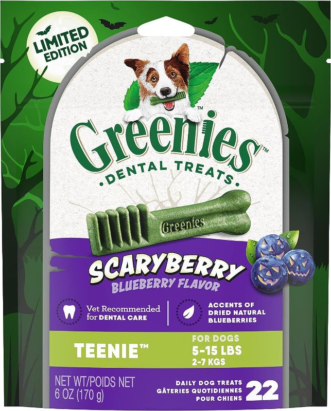 Photo 1 of Greenies ScaryBerry Blueberry Flavor Teenie Halloween Natural Dental Dog Chew Treats