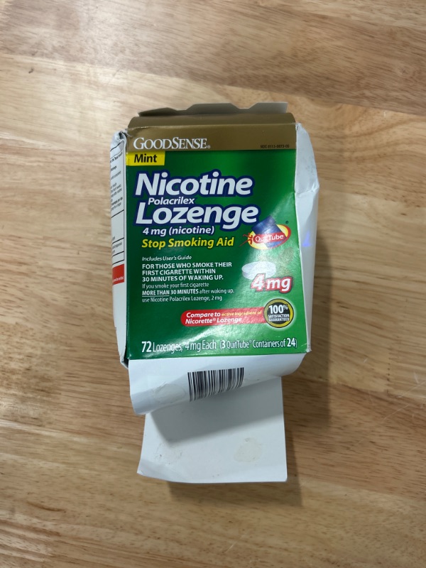 Photo 2 of GoodSense Nicotine Polacrilex Lozenge 4 mg (nicotine), Mint Flavor, Stop Smoking Aid; quit smoking with nicotine lozenge, 72 Count