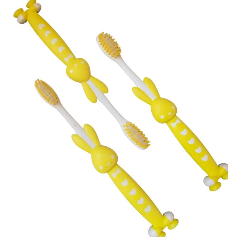 Photo 1 of 3 Pieces Kids Toothbrush?Children Manual Toothbrush?Toddler Toothbrush?Extra Soft Toothbrush for Age 2 and Above Boys and Girls?(Yellow)