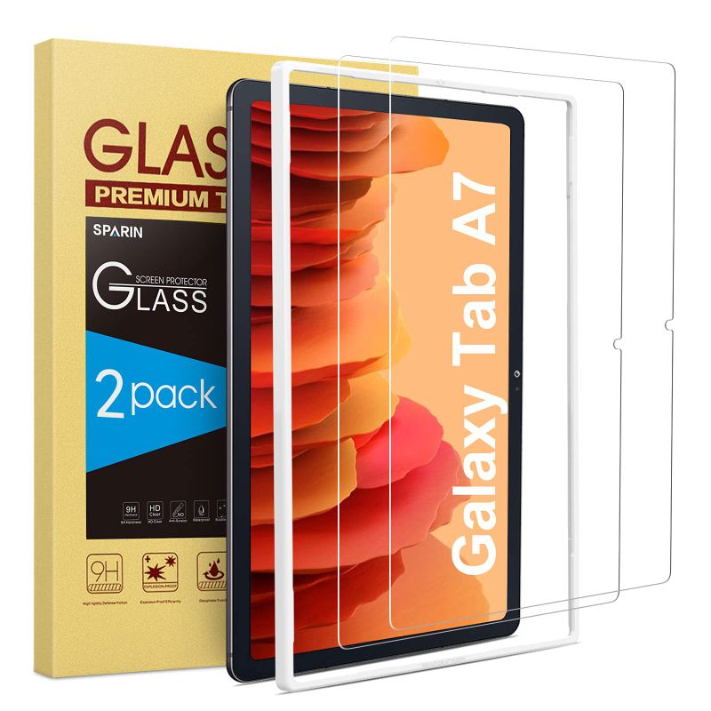 Photo 1 of 2 Pack Screen Protector for Samsung Galaxy Tab A7 10.4 Inch, SPARIN Tempered Glass Screen Protector for Galaxy Tab A7, Alignment Frame Included?SM-T500/T505/T507)