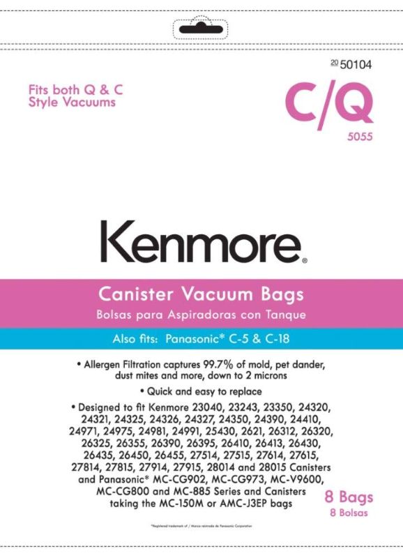 Photo 1 of Kenmore Vacuum Bag, Type C and Q, 8-Pack Genuine Original Equipment Manufacturer Part - 2 Pack/16 total