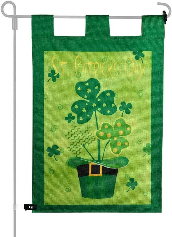 Photo 1 of KUUQA 12 x 18 Inches Happy St. Patrick's Day Garden Flag Bundle 20 Pack Garden Flag Rubber Stoppers and Plastic Clips for Garden and Home Decorations