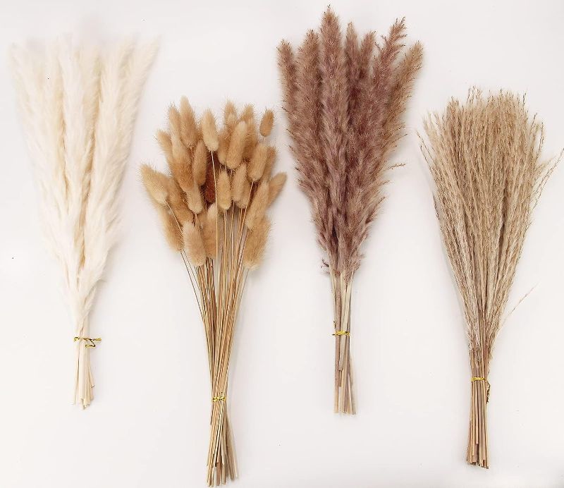 Photo 1 of Dried Pampas Grass Decor, Pink Pampas Grass for Floral Arrangements Boho Decor, Natural Decorative Pompous Grass Wreath Wedding Decor
