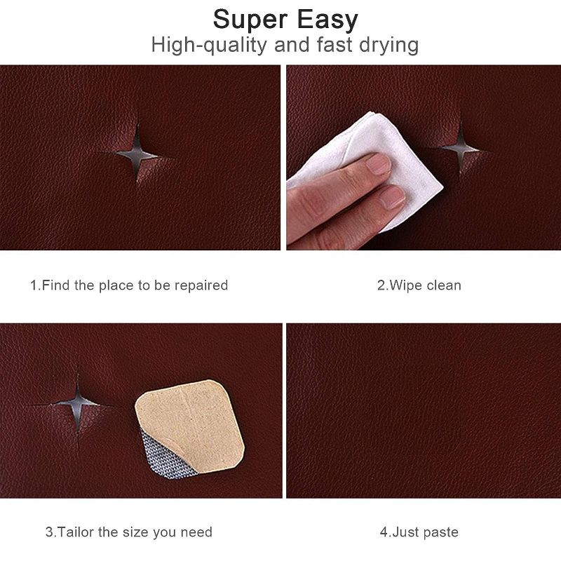 Photo 2 of Leather Repair Tape, Self-Adhesive Patch for Couch Furniture Sofas Car Seats, Advanced PU Vinyl Leather Repair Kit (Dark Brown, 17.5X90inch