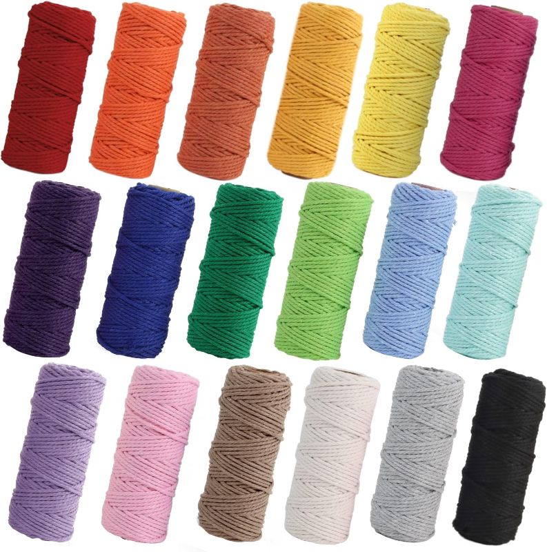 Photo 1 of 2mm Polyester Macrame Cord 2 Skein (2x153 Yards) 100% Polypropylene Premium Macrame Rope, Colorful Yarn Crochet Macrame Bag Craft for Wall Hangers, Bags, Bottom Plates, Carpets - Red,White & Blue- Green & Gold
