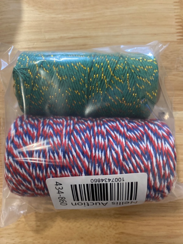 Photo 2 of 2mm Polyester Macrame Cord 2 Skein (2x153 Yards) 100% Polypropylene Premium Macrame Rope, Colorful Yarn Crochet Macrame Bag Craft for Wall Hangers, Bags, Bottom Plates, Carpets - Red,White & Blue- Green & Gold
