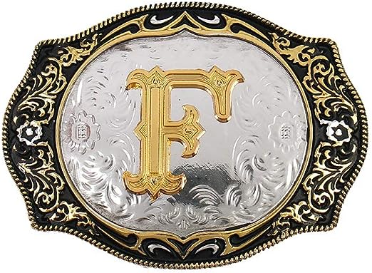 Photo 1 of Western Belt Buckle (F) Initial Letter Cowboy Rodeo Small Gold Belt Buckles for Men Women
