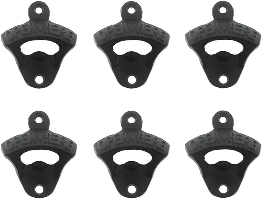 Photo 1 of (3 pack) Luwanburg 6 PCS Black Cast Iron Beer Bottle Opener Wall Mounted Bottle Cap Opener (18 Total)