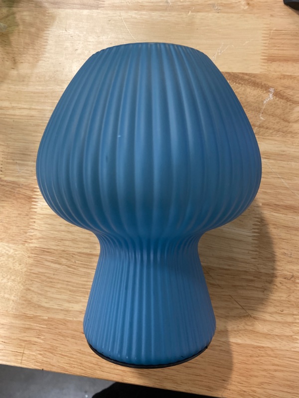 Photo 1 of Kaowod Battery Operated Ribbed Glass Mushroom Table Lamp with Timer, Vintage Style Aesthetic Led Mushroom Night Light for Bedroom, Cordless Mushroom Desk Lantern Lamp for Outfitters Home Decoration