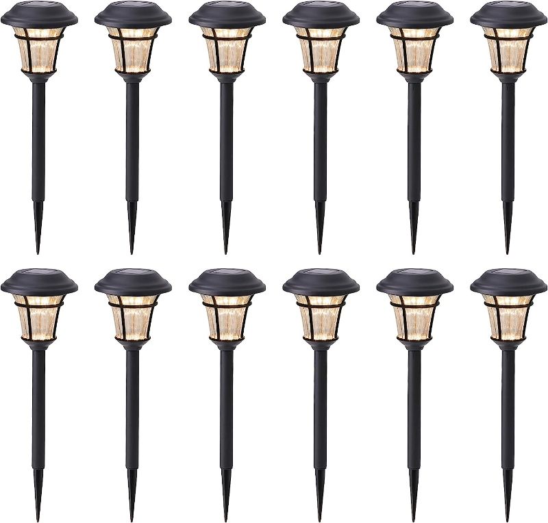 Photo 1 of MAGGIFT 12 Pack Solar Pathway Lights Outdoor Solar Garden Lights for Patio, Yard, Driveway