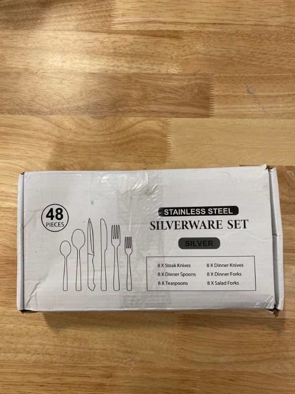 Photo 1 of 48 Piece Stainless Steel Silverware Set