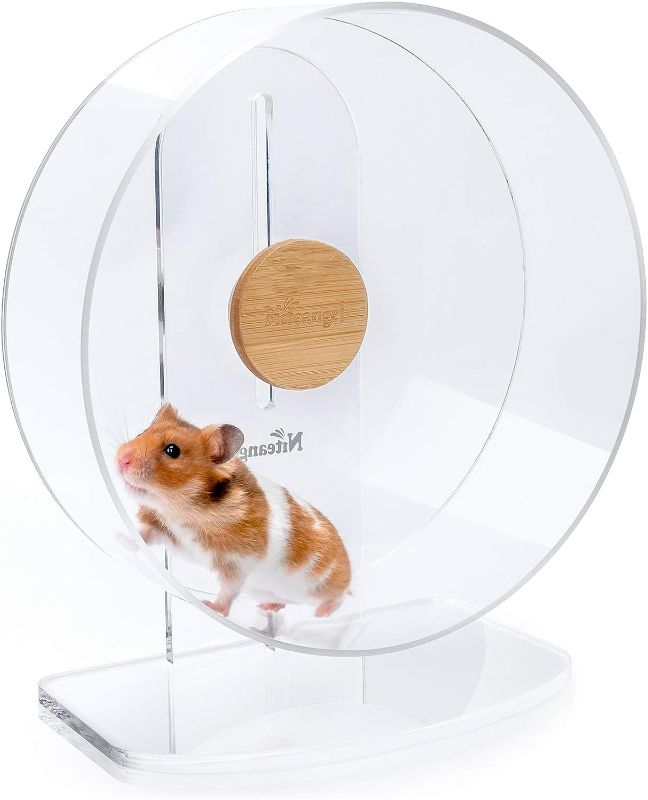 Photo 1 of Niteangel Silent Hamster Exercise Wheel - Dual-Bearing Quiet Spinning Acrylic Hamster Running Wheel for Hamster Gerbils Mice Degus Or Other Small Animals (Medium - Wider Version)
