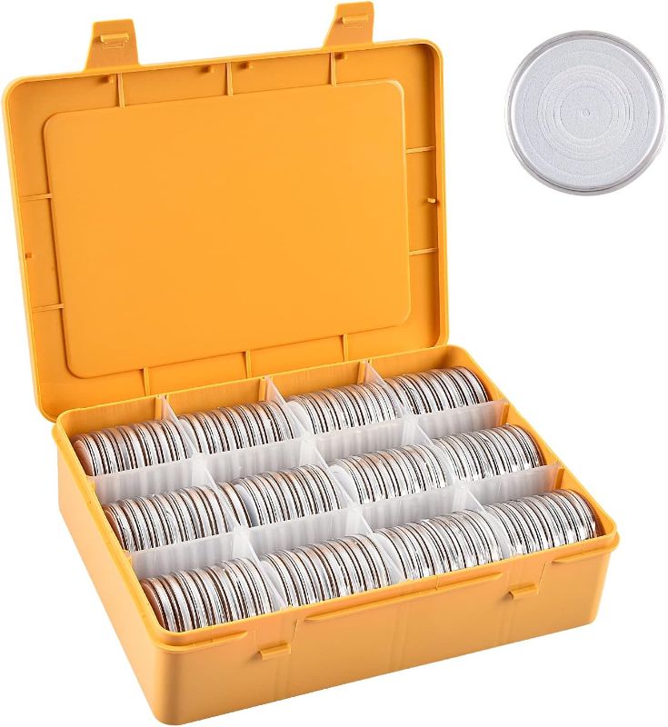 Photo 1 of Coin Collection Supplies Holders for Collectors, 84 Pieces 46mm Coins Capsules with Foam Gasket and Plastic Storage Organizer Box, 6 Sizes (20/25/27/30/38/46mm) Collecting Case, Box only
