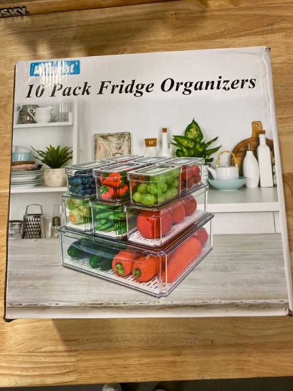 Photo 2 of Pomeat 10 Pack Fridge Organizer, Stackable Refrigerator Organizer Bins with Lids, BPA-Free Produce Fruit Storage Containers for Storage Clear for Food, Drinks, Vegetable Storage