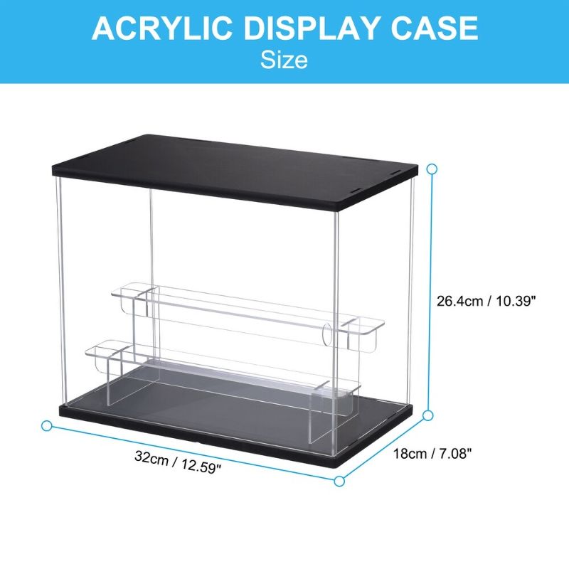 Photo 1 of 3 Tier Acrylic Counter-Top Display Case with LED Lights For Collectibles, Black