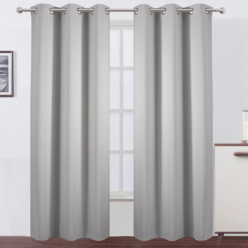 Photo 1 of LEMOMO Blackout Curtains 38 x 84 inch/Light Grey Curtains Set of 2 Panels/Thermal Insulated Room Darkening Bedroom Curtains