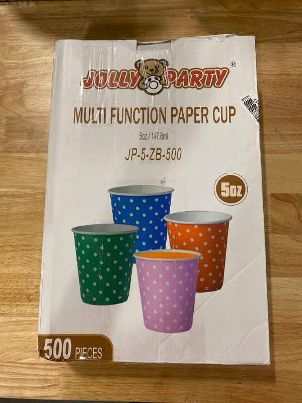 Photo 2 of 500 Pack 5oz Paper Cups, Multicolor Paper Disposable Cups, Small Mouthwash Cups, Cold Beverage Drinking Cup for Party, Travel and Event (Dots)