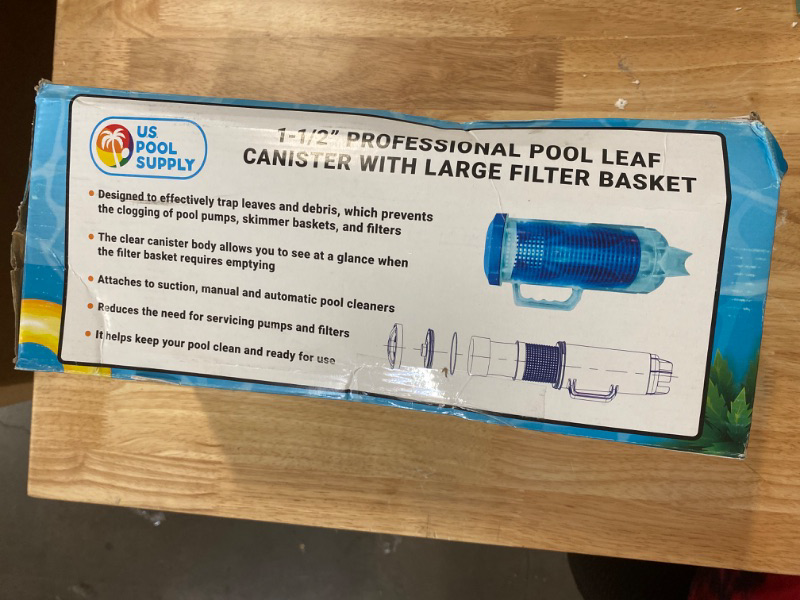 Photo 1 of U.S. Pool Supply Professional in-line Pool Leaf Canister with Large Plastic Mesh Basket & Mesh Bag - Fits 1-1/2” Swimming Pool Cleaner Vacuum Hose Sections - Skims Leaves, Prevents Filter Clogging