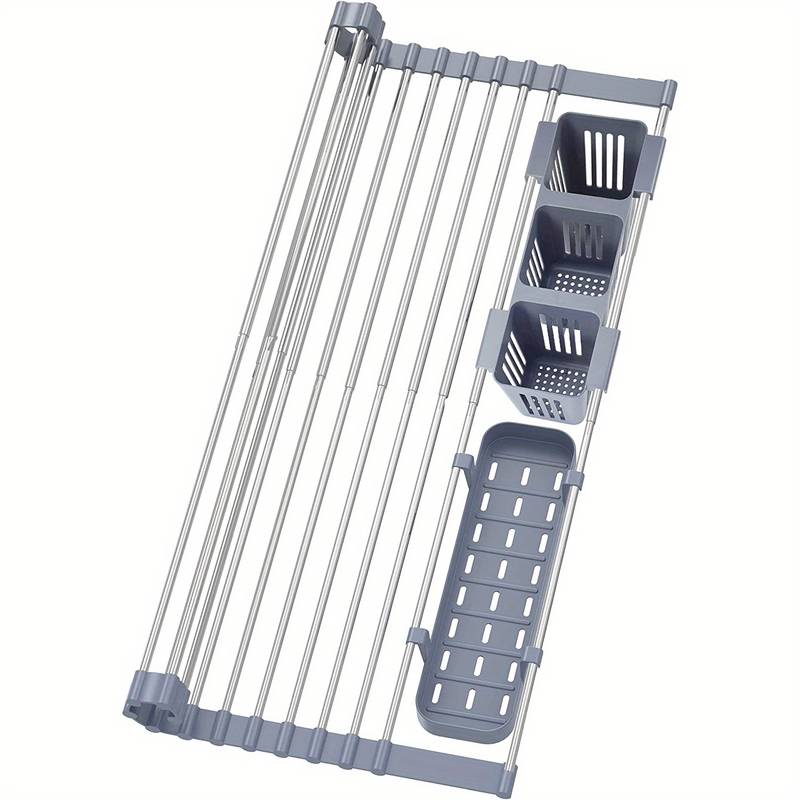 Photo 1 of 1pc Expandable Roll Up Dish Drying Rack