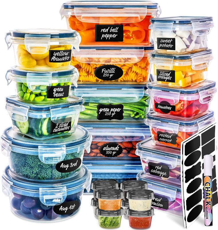 Photo 1 of ullstar 24-piece Food storage Containers Set with Lids, Plastic Leak-Proof BPA-Free Containers for Kitchen Organization, Meal Prep, Lunch Containers (Includes Labels & Pen)