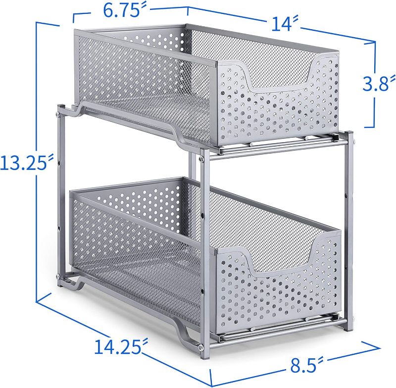 Photo 1 of Simple Trending 2 Pack Stackable 2 Tier Under Sink Cabinet Organizer with Sliding Storage Drawer (Bronze)