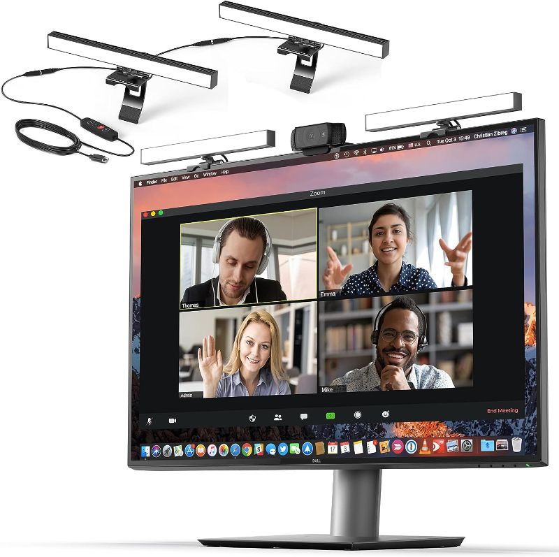 Photo 1 of HumanCentric Video Conference Lighting - Webcam Light for Streaming, LED Monitor and Laptop Light for Video Conferencing, Zoom Lighting for Computer, Replaces Ring Light for Zoom Meetings, Double Kit