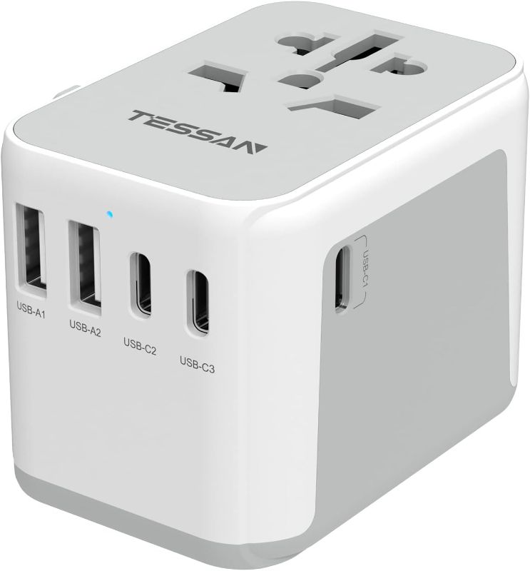 Photo 1 of Universal Travel Adapter, TESSAN International Plug Adapter, 5.6A 3 USB C 2 USB A Ports, All-in-one Travel Charger