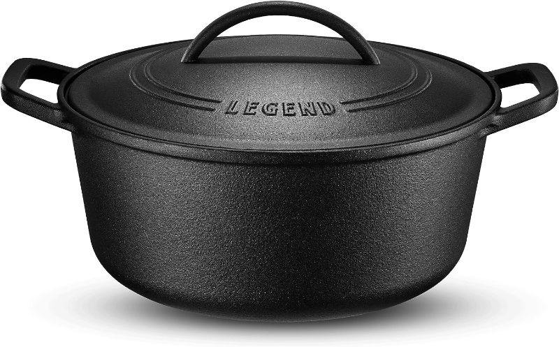 Photo 1 of Legend Cookware Cast Iron Dutch Oven | 7qt Heavy-Duty Stock Pot for Frying, Cooking, Baking & Broiling on Induction, Electric, Gas & In Oven | Lightly Pre-Seasoned & Gets Better with Use