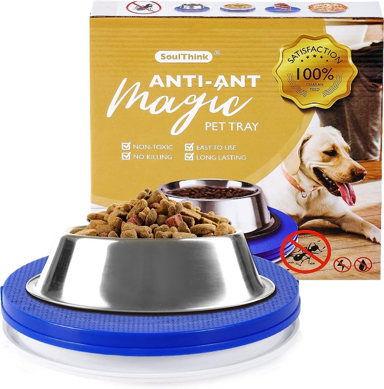 Photo 1 of SoulThink Ant Proof Cat Dog Bowl Tray - 2023 New Innovation Anti Ant Pet Food Dish Indoor No Chemical No Water Needed Different from Traditional Ant Trap (Royal Blue)
