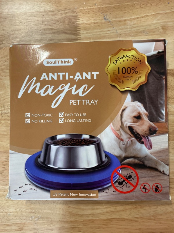 Photo 2 of SoulThink Ant Proof Cat Dog Bowl Tray - 2023 New Innovation Anti Ant Pet Food Dish Indoor No Chemical No Water Needed Different from Traditional Ant Trap (Royal Blue)