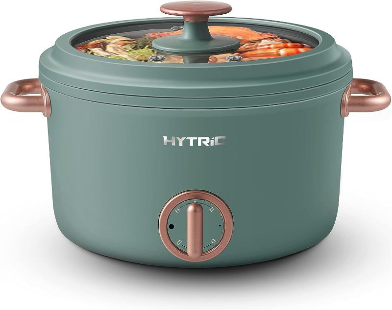 Photo 1 of Hytric Hot Pot Electric, 2.5L Portable Electric Skillet with Nonstick Coating, Dual Power Control Multi-Function Cooker for Stir Fry, Steak, Noodles, Ramen Cooker for Dorm and Office