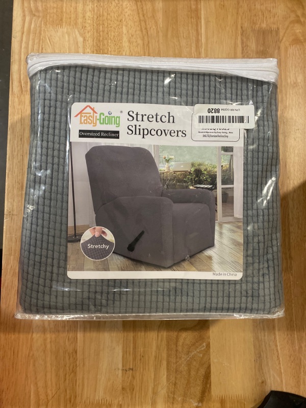 Photo 2 of Easy-Going Recliner Stretch Sofa Slipcover Sofa Cover 1 Piece Furniture Protector Couch Soft with Elastic Bottom Kids,Polyester Spandex Jacquard Fabric Small Checks(Oversize Recliner,Gray)