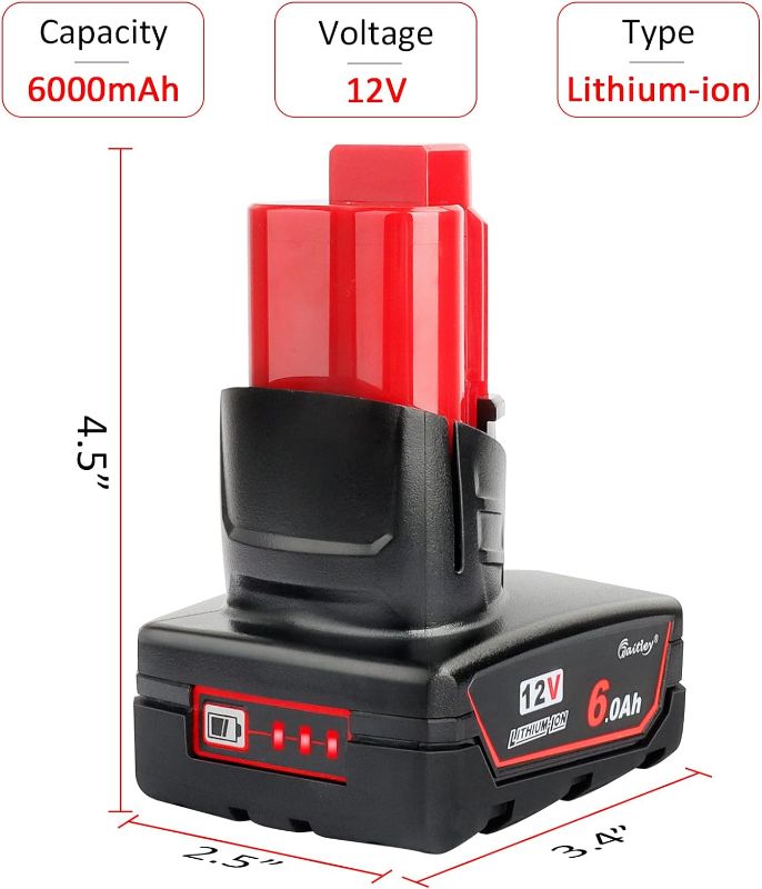 Photo 1 of waitley 12V 6A Replacement Battery Compatible with Milwaukee 6.0Ah Power Tools