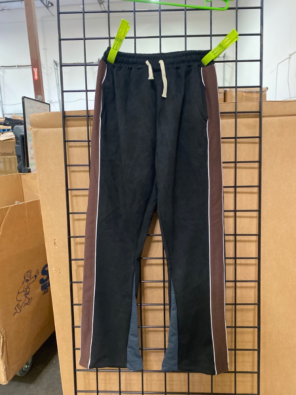 Photo 1 of Skateboard Frog Men Sweatpants Patchwork Open Wide Bottom Suede Casual Straight Leg Pants