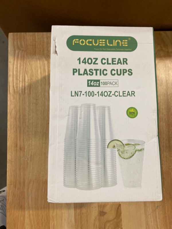 Photo 2 of Plastic Cups, 100 Pack 14 Oz Clear Plastic Cups, Plastic Cups 14 Oz Clear Cups, Disposable Clear Plastic Cups Water Cups Disposable Cups, 14 Oz Water Clear Plastic Cups Clear Plastic Cups Plastic Cups