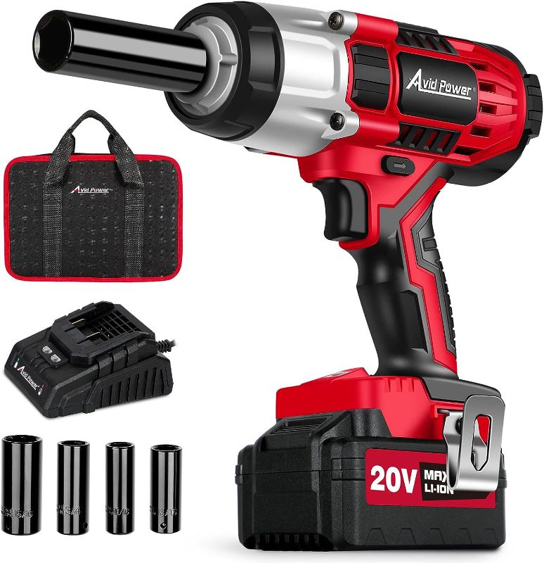 Photo 1 of AVID POWER Cordless Impact Wrench, 1/2 Impact Gun w/Max Torque 330 ft lbs (450N.m), Power Impact Wrenches w/ 3.0A Li-ion Battery, 4 Pcs Impact Sockets and 1 Hour Fast Charger, 20V Impact Driver Kit