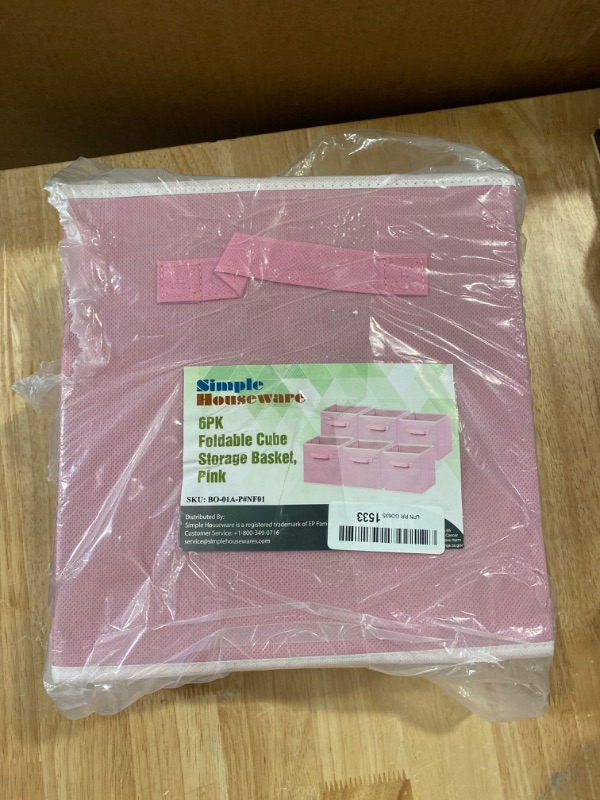 Photo 2 of 6 Pack - SimpleHouseware Foldable Cloth Storage Cube Basket Bins Organizer, Pink