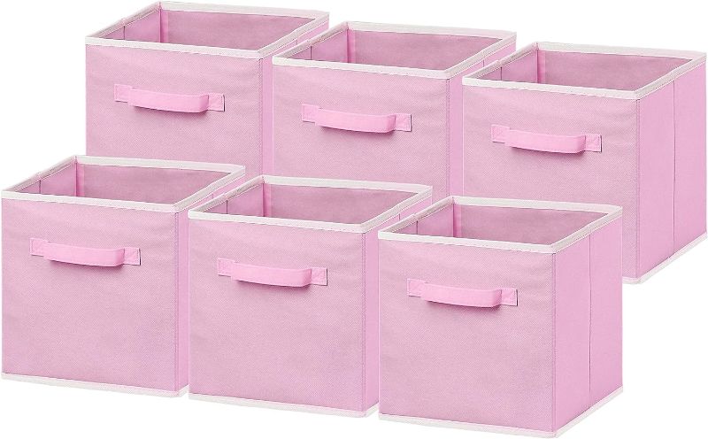Photo 1 of 6 Pack - SimpleHouseware Foldable Cloth Storage Cube Basket Bins Organizer, Pink