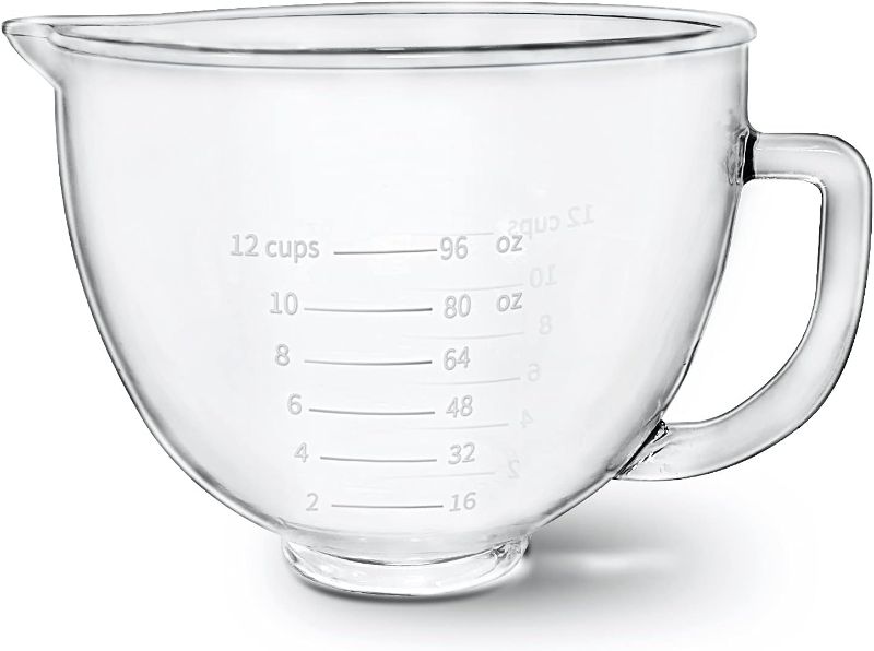 Photo 1 of Glass Bowl Compatible With KITCHENAID 4.5/5 QT Tilt-Head Stand Mixer,with Measurement Markings,Allows Placing it in the Microwave and Refrigeratr