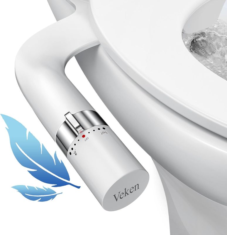 Photo 1 of Veken Ultra-Slim Bidet Attachment for Toilet Dual Nozzle (Feminine/Posterior Wash) Hygienic Bidets for Existing Toilets, Adjustable Water Pressure Cold Water Sprayer Baday with Stainless Steel Inlet