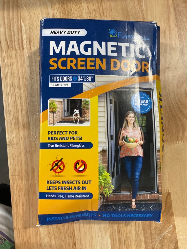 Photo 2 of Magnetic Screen Door - Fit for Door Size:34 x 82 Inch, Screen Itself Size:36"x84", Hands Free Mesh Partition,Heavy Duty Screen Door Mesh Curtain Keeps Bugs Out, Frame Hook & Loop, Pet and Kid Friendly
