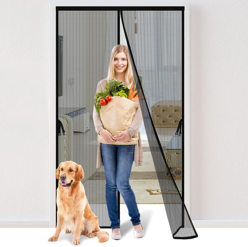 Photo 1 of Magnetic Screen Door - Fit for Door Size:34 x 82 Inch, Screen Itself Size:36"x84", Hands Free Mesh Partition,Heavy Duty Screen Door Mesh Curtain Keeps Bugs Out, Frame Hook & Loop, Pet and Kid Friendly