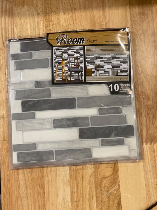Photo 2 of Art3d 10-Sheet Self Adhesive Backsplash Tiles for Kitchen Bathroom, 12 in. x 12in. Grey Marble Design