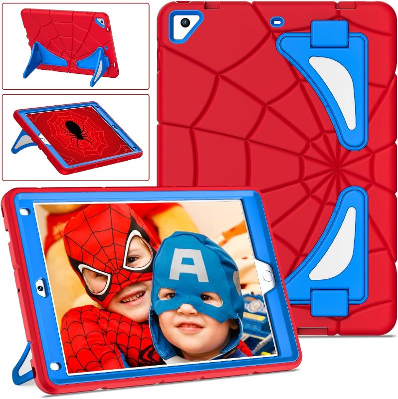 Photo 1 of Auizotl Case for iPad 6th/5th Generation 2018/2017, iPad Air 2 Case 2014 iPad Pro 9.7 inch 2016 Heavy Duty Shockproof with Sturdy Kickstands iPad 9.7 Cases for Kids Boys - Red + Blue