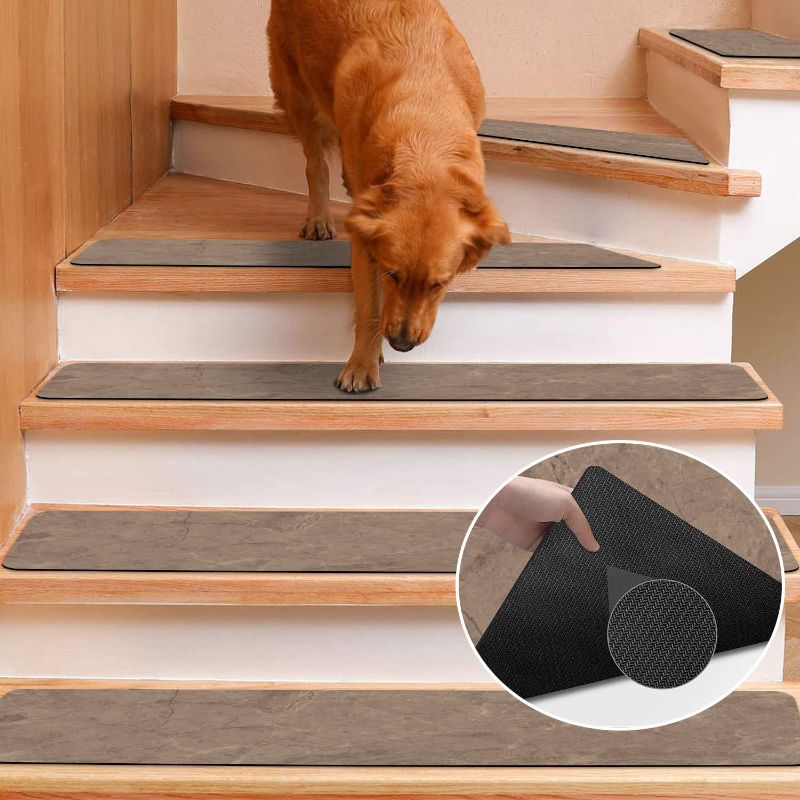 Photo 1 of GOYLSER Carpet Stair Treads, Non Slip Stair Carpet Treads, Stair Runners for Wooden Steps, Basement Stair Rug Mats Covers for Pet and Kids -Beige-