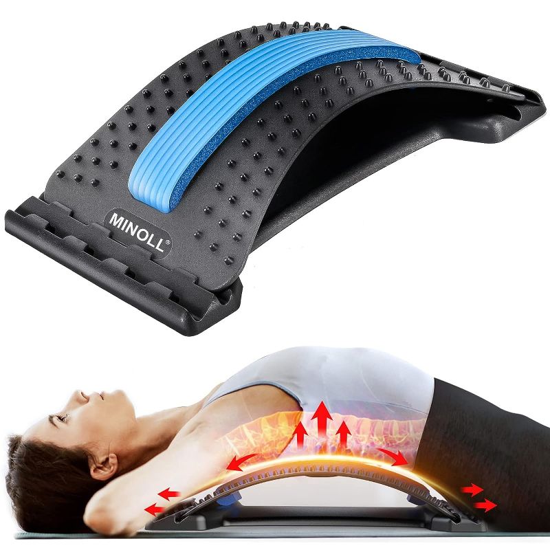 Photo 1 of Back Stretcher for Lower Back Pain Relief, 3 Level Adjustable Lumbar Back Cracker Board, Back Cracking/Massager Device for Scoliosis, Spine Decompression, Upper & Lower Back Support