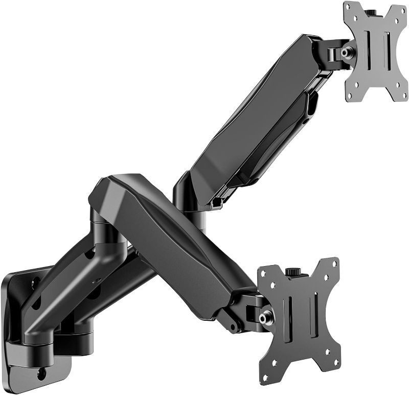Photo 1 of  Dual Monitor Wall Mount, Gas Spring Monitor Arm for 2 Screens up to 32 inch, 19.8 lbs. Fully Adjustable Arm Mounting